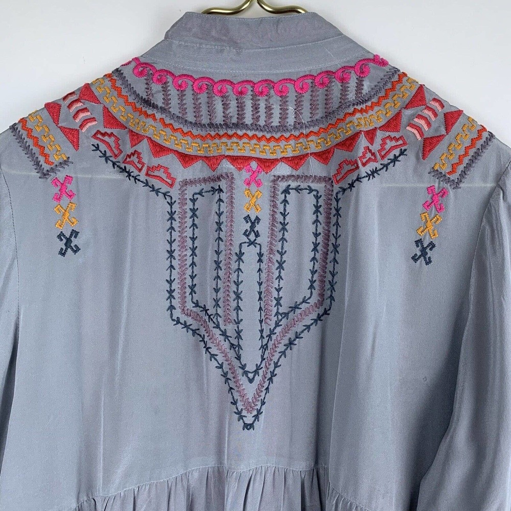 Biya by Johnny Was Silk Blouse Embroidered Women’s Size Large Read Description - Picture 8 of 12